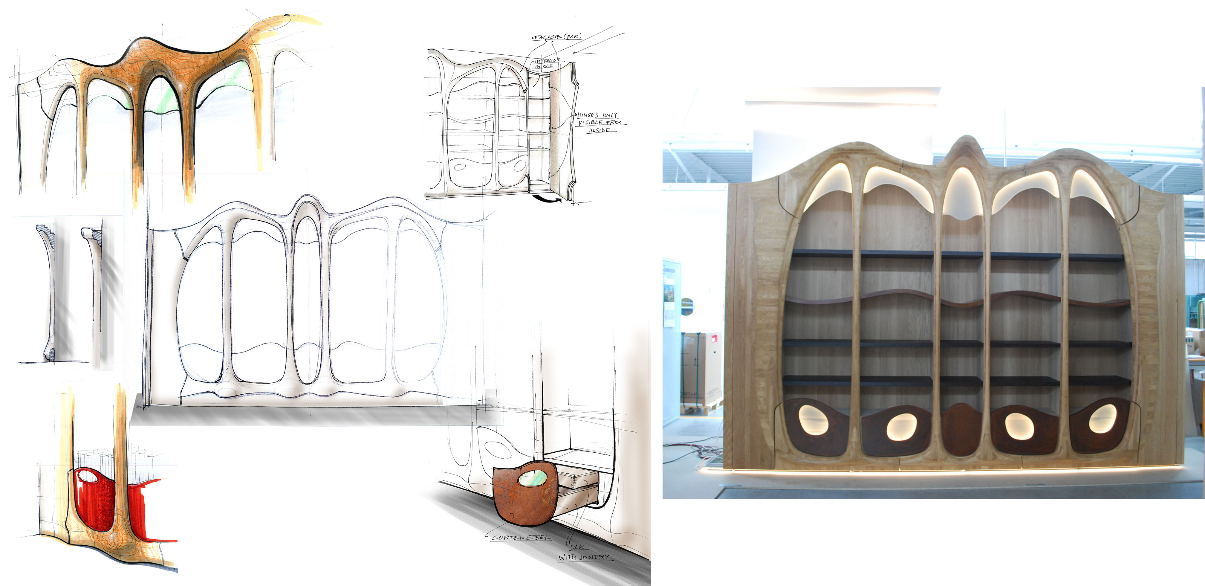 Bensch Horezky Design und Innenarchitekturleistungen - wie gezeichnet so gebaut - Gaudi-Bibliothek 3D-Formen.jpg