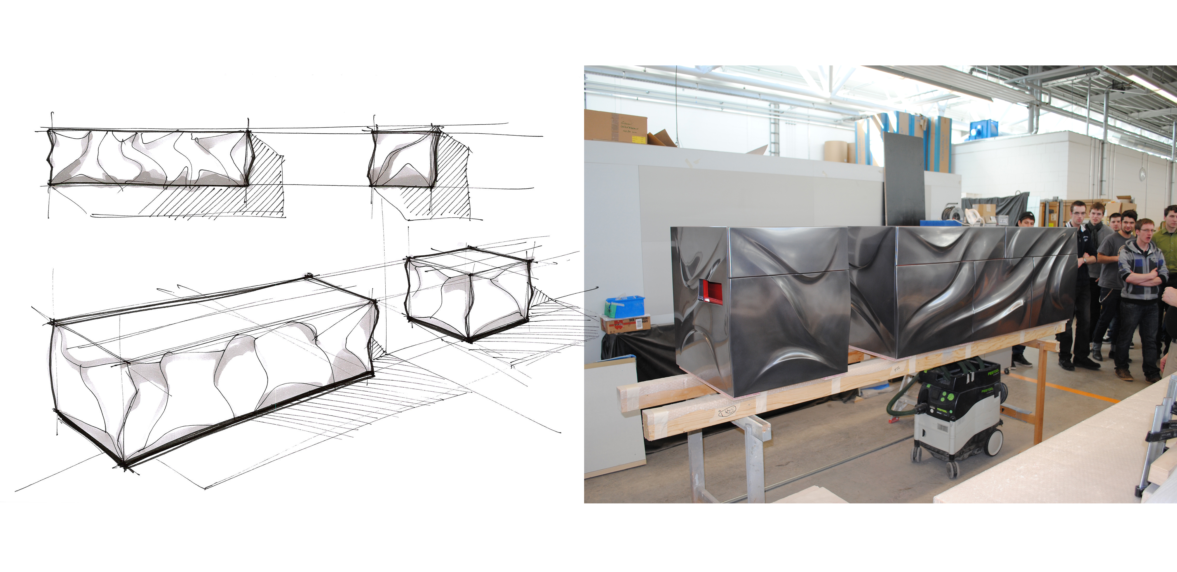 Bensch Horezky Design und Innenarchitekturleistungen - wie gezeichnet so gebaut - Sideboard organisch mit Relief 3D-Form.jpg